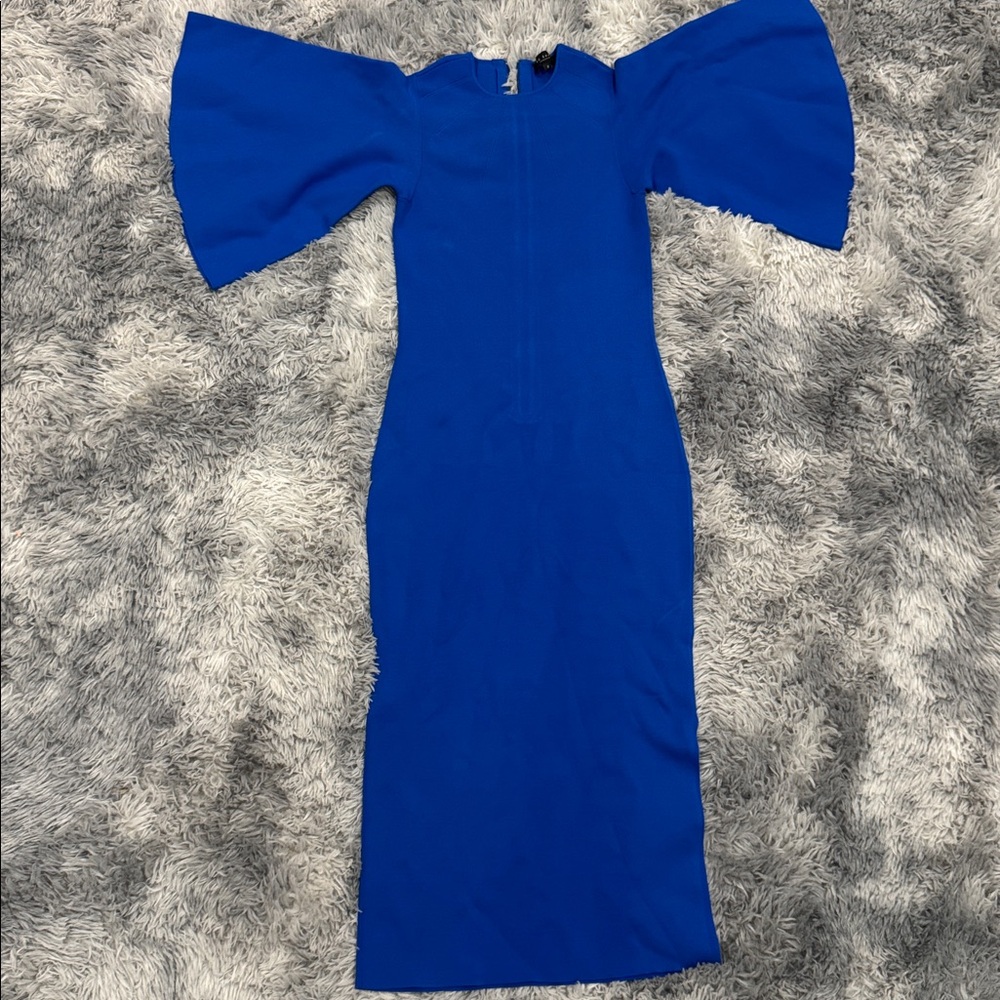 Vibrant Blue Flare Sleeve Dress